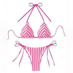 Falainetee Striped Bathing Suit Colorblock Textured, NWOT